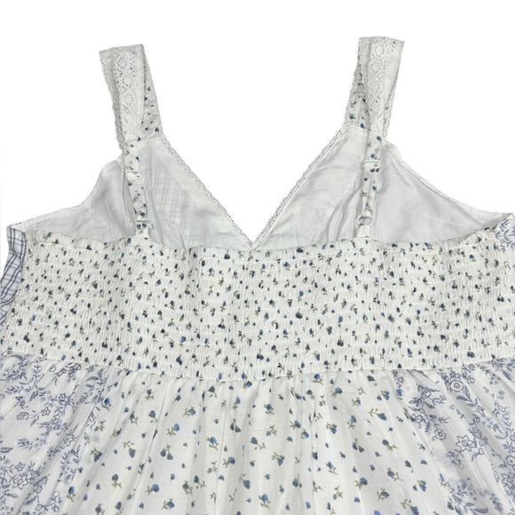 American Eagle AE Lace Inset Mini Dress Blue White Patchwork Womens Size Large - Picture 11 of 15